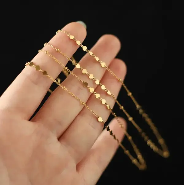 Wholesale 304 Stainless Steel Solid Color PVD Coated 18K Real Gold Plated Simple Style Waterproof Non Tarnish Plating Cable Chain Lobster Trigger Clasp Closure Gold Necklace