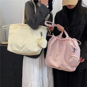 Wholesale Cross-border Women's Shoulder Tote Bag Nylon Portable 2024 Fashionable Shoulder Portable Large Capacity Retro Bag