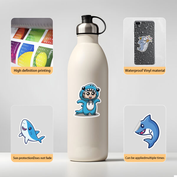 Wholesale 50 cute cartoon shark graffiti stickers waterproof