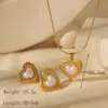 Wholesale Jewelry French Style Romantic Simple Style Red Heart Solid Color 304 Stainless Steel 18K Gold Plated Bracelets Jewelry Set