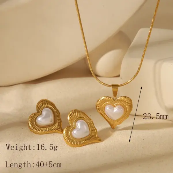 Wholesale Jewelry French Style Romantic Simple Style Red Heart Solid Color 304 Stainless Steel 18K Gold Plated Bracelets Jewelry Set