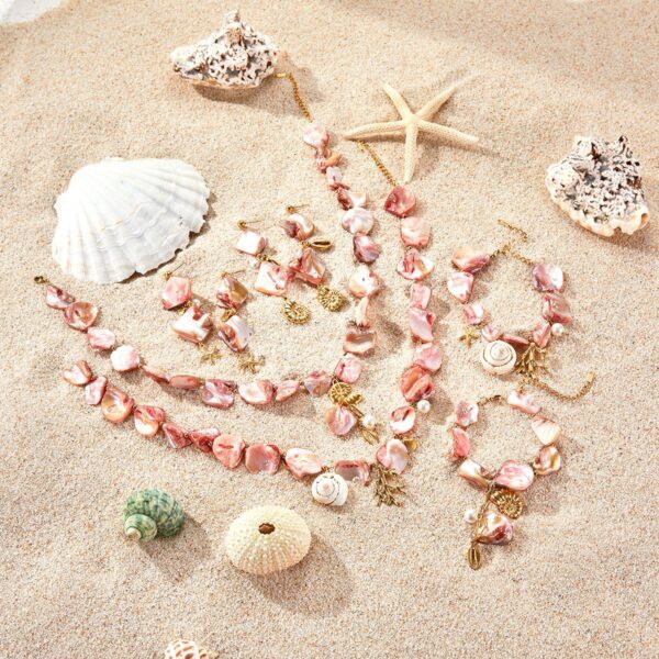 Wholesale Europe and the United States cross-border ocean wind jewelry beach holiday shell clavicle chain starfish coral suit necklace earrings bracelet