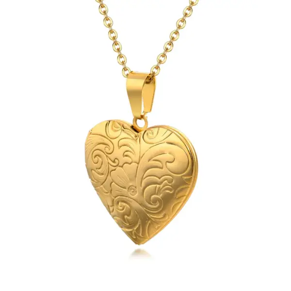 Wholesale Jewelry Simple Style Heart Shape 201 Stainless Steel 304 Stainless Steel 316 Stainless Steel Zircon Inlay Locket Necklace