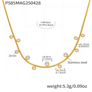 P585-gold zircon necklace 40+5cm