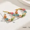 Wholesale 1 Pair Vacation Flower Plating 201 Stainless Steel Plastic 18K Gold Plated Hoop Earrings