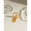 Wholesale 304 Stainless Steel Hippocampus PVD Coated 18K Real Gold Plated Real Gold Plated Vacation Marine Style Waterproof Non Tarnish Gold Rings