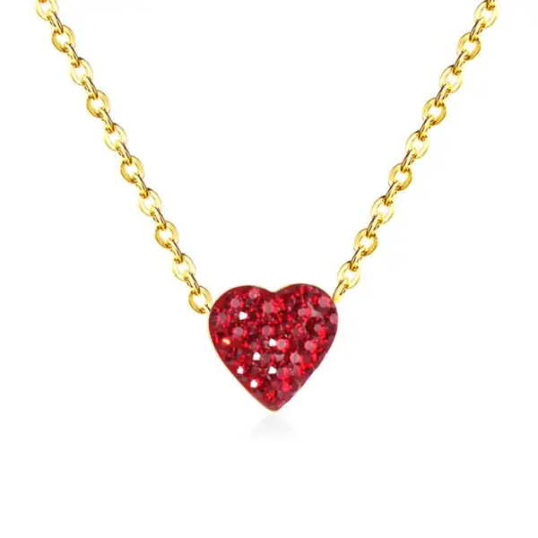 Wholesale Simple Style Heart Shape Stainless Steel Plating Zircon Pendant Necklace