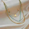 Wholesale PVD Coated 18K Gold Plated Geometric Stainless Steel Vintage Style Waterproof Non Tarnish 304 Stainless Steel Layered Necklaces