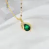 Wholesale Fairy Style Water Droplets Titanium Steel Inlay Zircon Pendant Necklace
