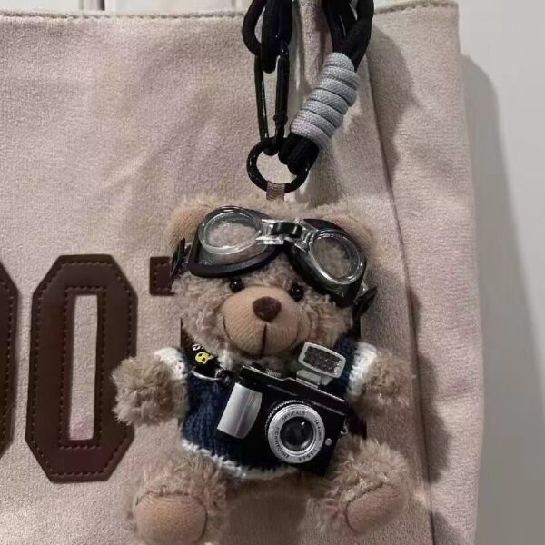 Wholesale Original Camera Bear Cute Bag Hanging Ornaments Plush Doll Doll Bag Pendant Couple Keychain Creative Gift