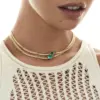 Wholesale 201 Stainless Steel Glass Gold Plated Casual Simple Style Plating Three-dimensional Square Zircon Pendant Necklace