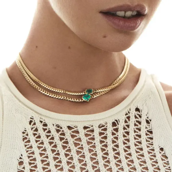 Wholesale 201 Stainless Steel Glass Gold Plated Casual Simple Style Plating Three-dimensional Square Zircon Pendant Necklace