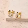 Wholesale 1 Pair/Package Modern Style Simple Style Heart Shape Polishing Copper Acrylic Pearl 18K Gold Plated Ear Studs
