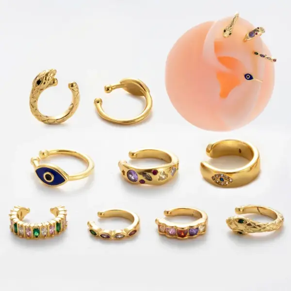 1 Piece Elegant Shiny Geometric Eye Snake Plating Inlay Copper Zircon Ear Cuffs