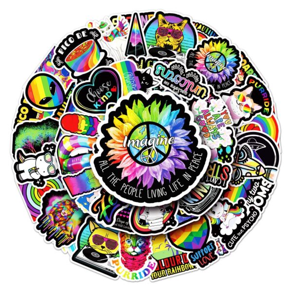 Wholesale 50 personalized DIY color rainbow graffiti cross-border ins wind laptop luggage decoration stickers