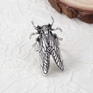 Silver cicada ring