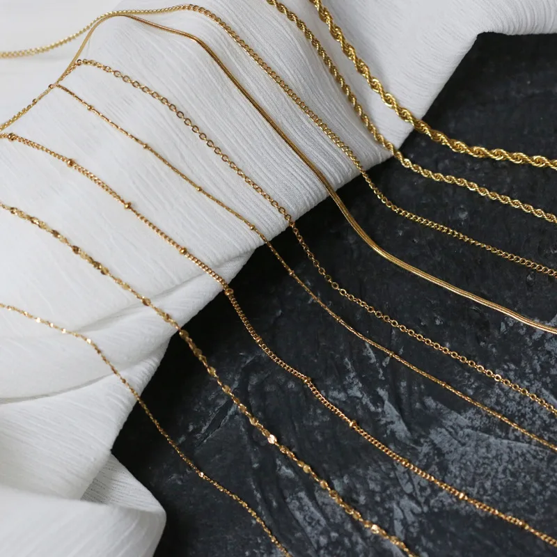 Wholesale PVD Coated Real Gold Plated 18K Gold Geometric 304 Stainless Steel Simple Style Waterproof Non Tarnish 304 Stainless Steel Necklace