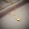 Wholesale Jewelry Basic Heart Shape 304 Stainless Steel Rhinestones 18K Gold Plated Gold Plated Stainless Steel Necklaces
