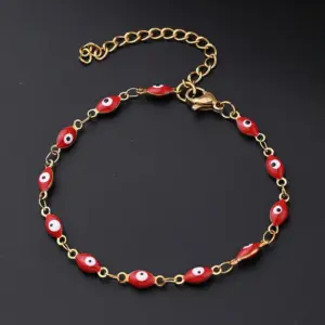 Red Eye Bracelet (Gold) / 11X4mm (Length: 160+50mm) / 1 Strand/Package