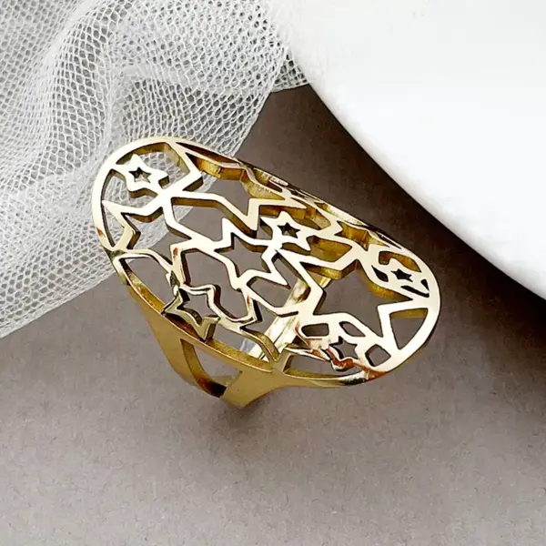 Wholesale Ion Plating (IP) 14K Gold Real Gold Plated Pentagram Starfish 304 Stainless Steel Simple Style Classic Style Waterproof Non Tarnish Open Rings