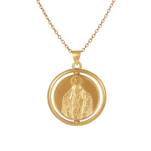 Double-Sided Jesus Portrait Titanium Steel Necklace Luxury Personality Beach-Style Clavicle Accessory Unisex Round Design