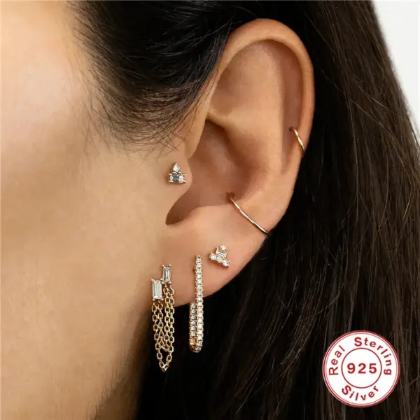 1 Piece 925 Sterling Silver Geometric Earrings