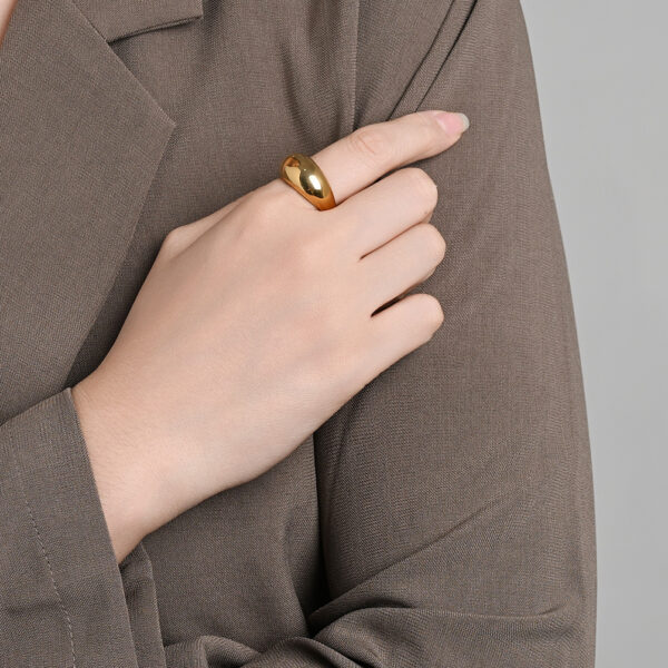 Wholesale Ins Simple Glossy Fashionable Titanium Steel Ring, Feminine and Versatile, European and American Cool Style 18K Gold Plated Hand Accessories