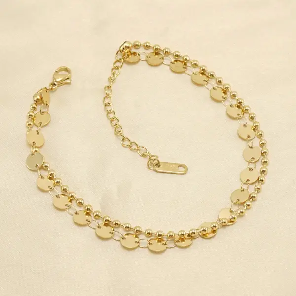 Wholesale Fashion Round Stainless Steel Titanium Steel Plating Women's Anklet 1 Piece