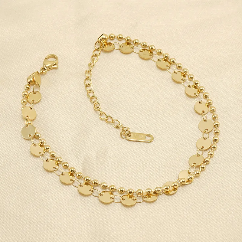 Wholesale Fashion Round Stainless Steel Titanium Steel Plating Women's Anklet 1 Piece