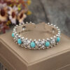 Wholesale European and American New Ethnic Style Retro Alloy Inlaid with Multiple Turquoise Bohemian Open Fashion Bracelets