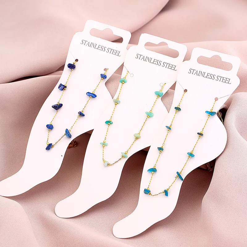 Wholesale 1 Piece Modern Style Geometric 304 Stainless Steel Waterproof Non Tarnish Water Plating 18K Gold Plated Real Gold Plated Women'S Anklet