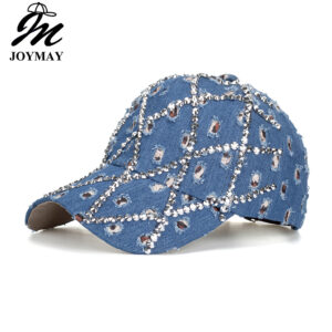 Wholesale Women's Ripped Diamond Denim Baseball Cap Leopard Rhinestone Fashion Cap Outdoor Sunshade Sunscreen Cap B1152