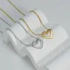 Wholesale 304 Stainless Steel Ferroalloy Heart Shape PVD Coated Stone-Free 18K Real Gold Plated Simple Style Waterproof Non Tarnish Plating Necklace