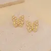 Wholesale Ion Plating (IP) 18K Gold Real Gold Plated Flower Butterfly 304 Stainless Steel Luxurious Simple Style Commute Waterproof Non Tarnish Ear Studs