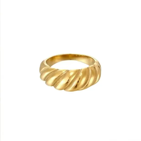 18K Real Gold Plated Gold Plated 304 Stainless Steel PVD Coated Inlay Rings