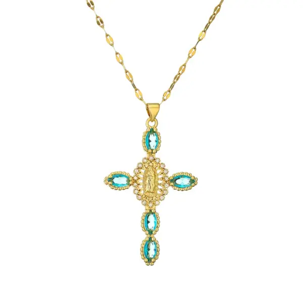 Wholesale PVD Coated Human Cross Titanium Steel Copper Simple Style Commute Waterproof Non Tarnish Titanium Steel Pendant Necklace