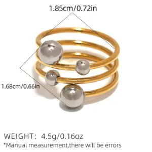 Gold and silver color / One Size / 1 Piece Multi Steel Ball Ring
