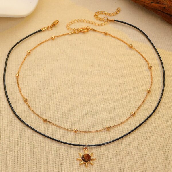 Wholesale Golden Sunflower Tiger Eye Necklace for Women