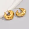 Wholesale 304 Stainless Steel Solid Color PVD Coated 18K Gold Plated 18K Gold Simple Style Classic Style Waterproof Non Tarnish Plating Gold Earrings
