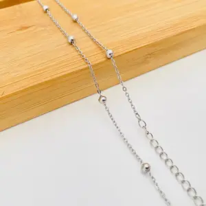 1.4mm Steel O-Shaped Clip Bead Necklace / 55 5cm Extension Chain