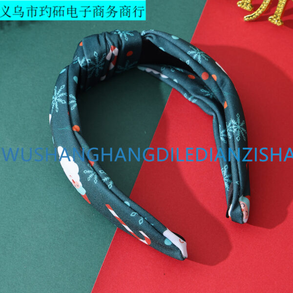 Wholesale Cross-Border New Christmas Party Ladies Headband Printed Santa Claus Holiday Decoration Headband Cross Fabric