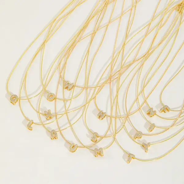 Wholesale Jewelry Casual Elegant Letter 304 Stainless Steel Copper Zircon 18K Gold Plated Inlay Pendant Necklace Snake Chain