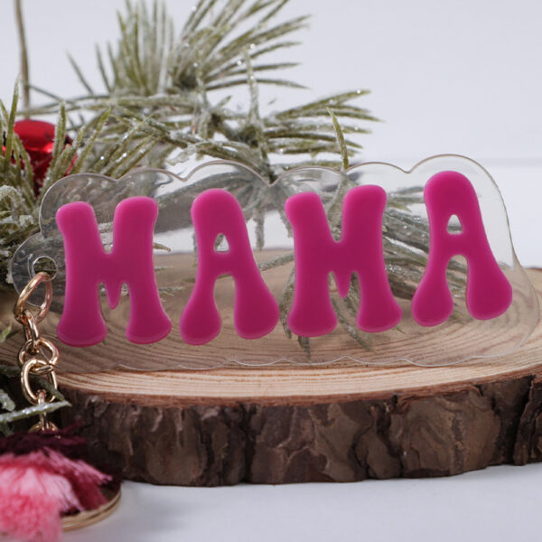 oly-7aa615cc38735451a2b4d0df75ed3f8a Wholesale Acrylic MAMA Three-layer Tassel Charm Keychain Key