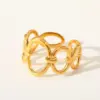 Wholesale Fashionable Geometric Round Open Ring Stainless Steel 18K Gold Plated Adjustable Size For Casual Weekend Selfie Street Style