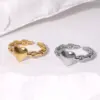 Wholesale PVD Coated Real Gold Plated 18K Gold Heart Shape 304 Stainless Steel Casual Simple Style Waterproof Non Tarnish Open Rings