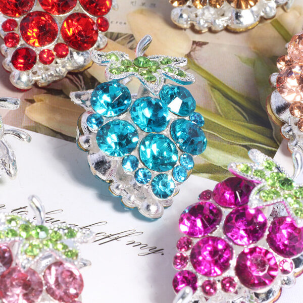oly-7ab6b4bed0991f1fbf645ffeedf4fd67 Wholesale DIY colorful grape-shaped keychain with full rhinestones and straight holes for easy stringing.