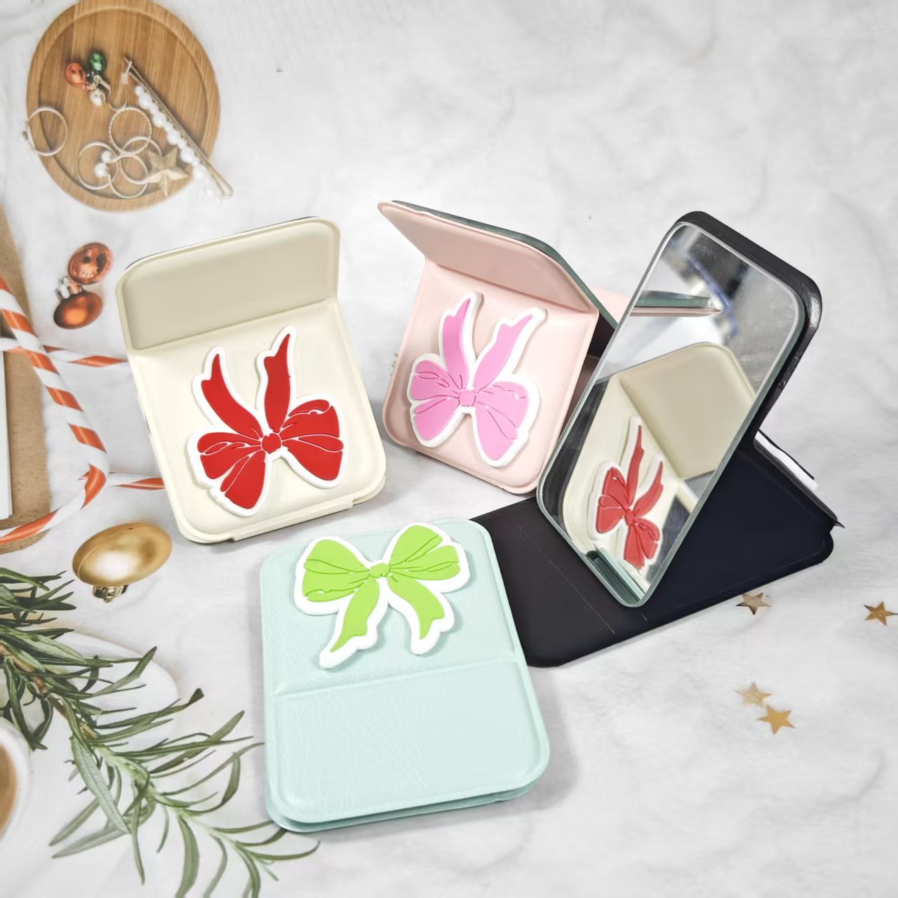 Wholesale Bow-shaped folding make mirror (flat mirror)