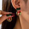 Wholesale Christmas tree gingerbread man bow earrings