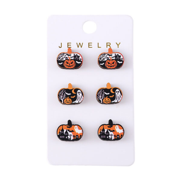 oly-7abe96be4c01904eedd45cddd812efa0 Wholesale Cross-Border New Halloween Ghost Witch Hat Black Cat Ghost Face Pumpkin Earrings Set Wooden Party Earrings Gift