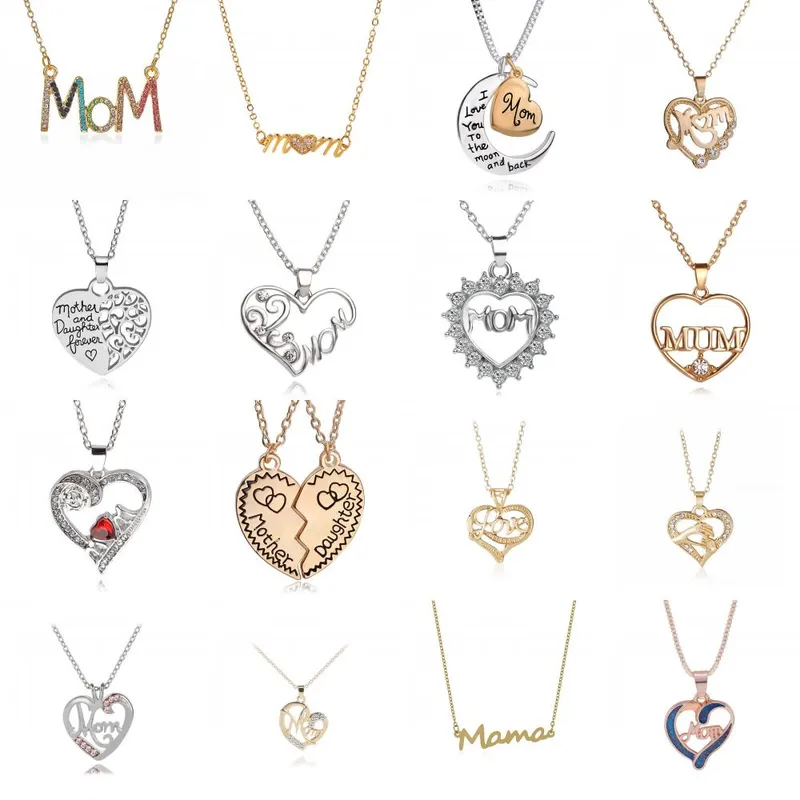 Wholesale 1 Piece Mama Simple Style Letter Moon Heart Shape Alloy Copper Plating Inlay Artificial Rhinestones Artificial Diamond Rose Gold Plated Gold